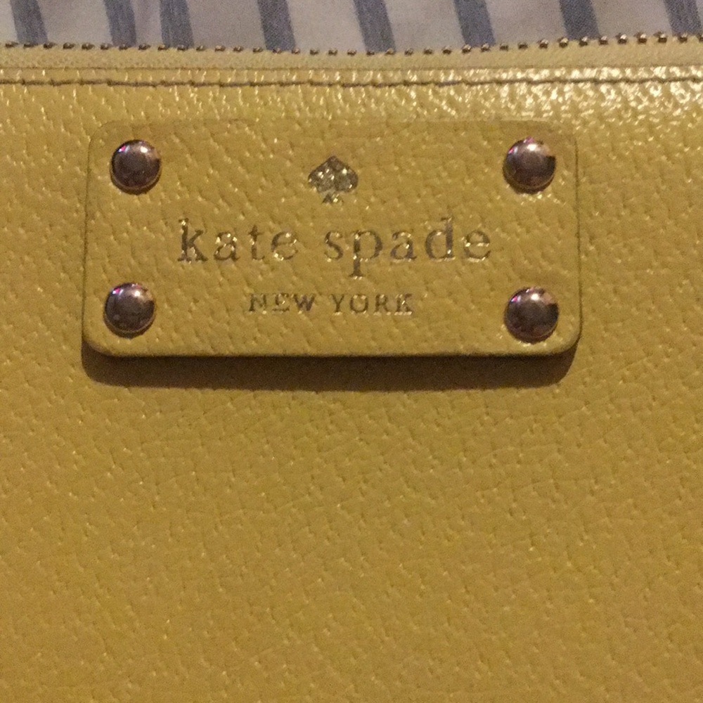 Kate Spade New York Yellow Pebble Leather wristlet Wallet-Used Twice